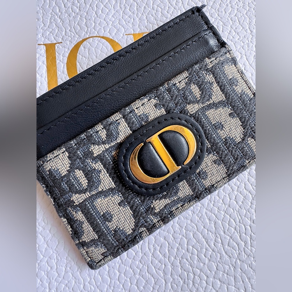SOLD‼️Dior Oblique Jacquard 30 Montaigne Freesia Card Case Holder Blue Compact - Picture 3 of 16